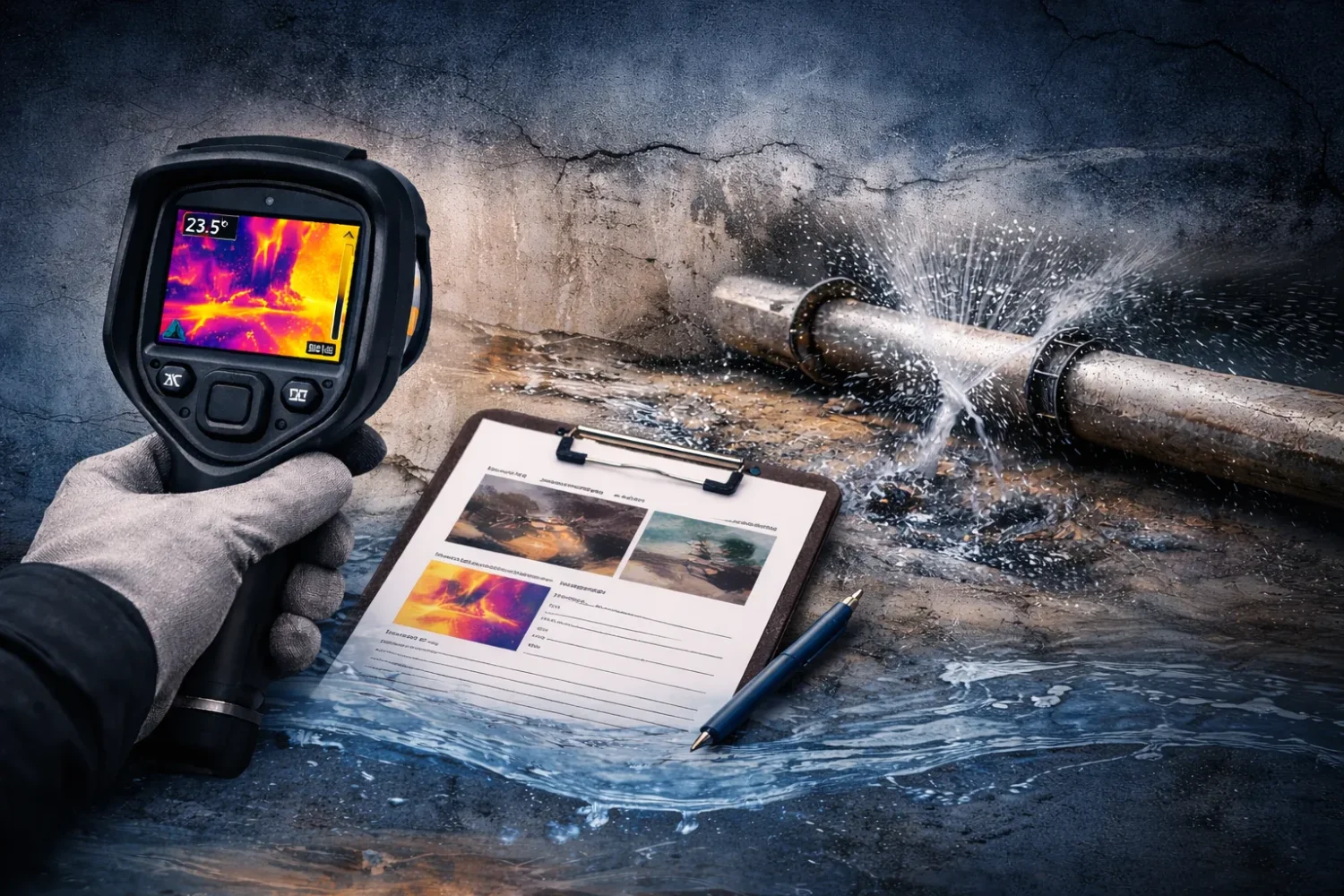 איתור נזילות בקרית גת באמצעות מצלמה תרמית – זיהוי נזילת מים בצנרת ללא הרס