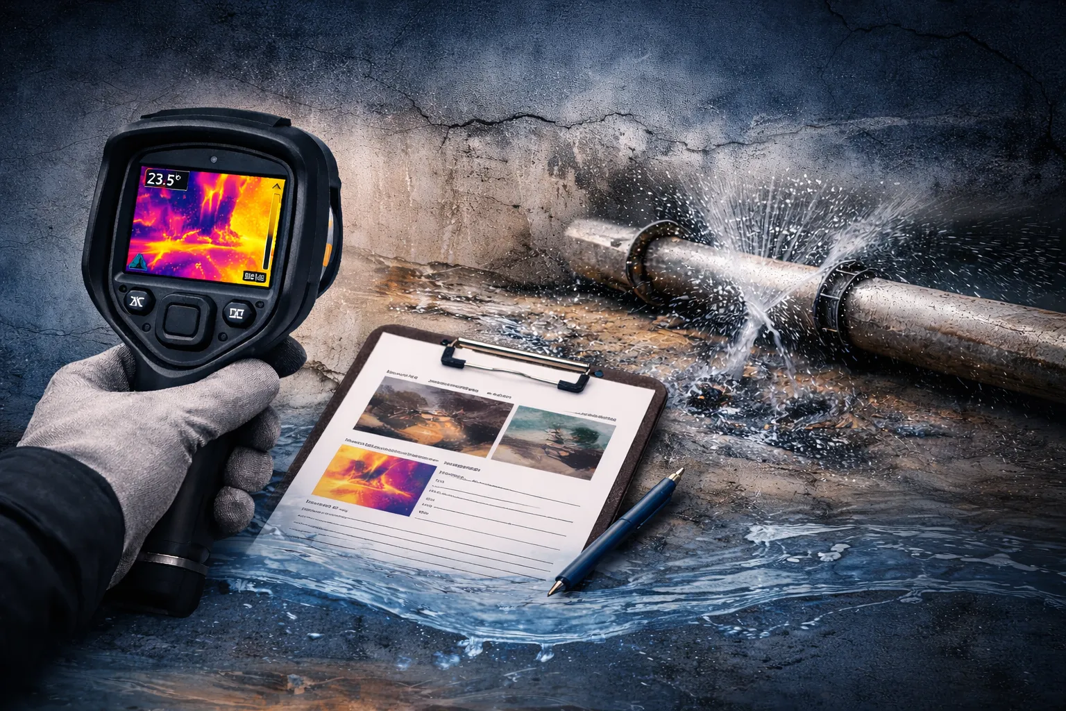 איתור נזילות בקרית גת באמצעות מצלמה תרמית – זיהוי נזילת מים בצנרת ללא הרס