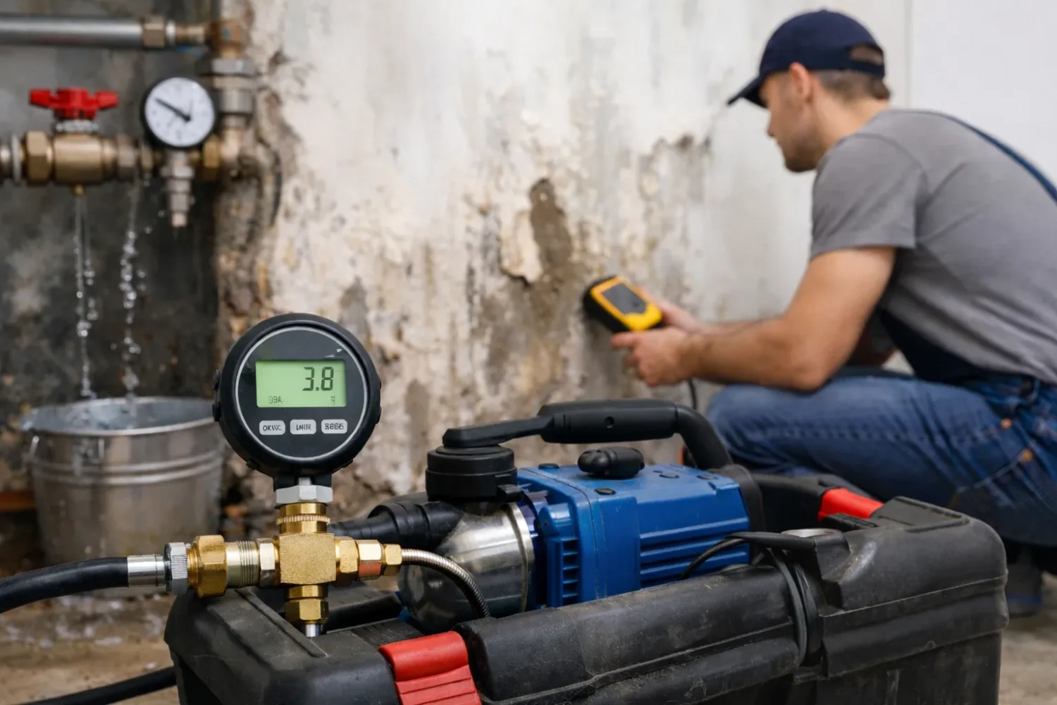 בדיקת לחץ מים לאיתור נזילה בצנרת – שימוש בציוד מקצועי לאיתור נזילות ללא הרס