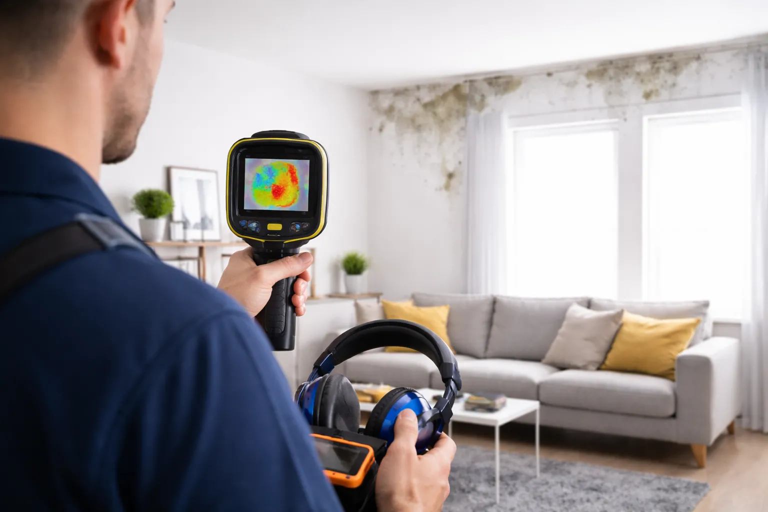 איתור נזילות בשדרות באמצעות מצלמה תרמית בבית מגורים modern interior, בדיקת רטיבות בקיר עם ציוד מקצועי, מאתר נזילות בשדרות ללא הרס